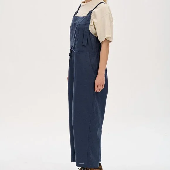 Lucy & Yak Emmy Dungaree: Organic Cotton & Linen (Navy Blue) - Picture 10 of 10